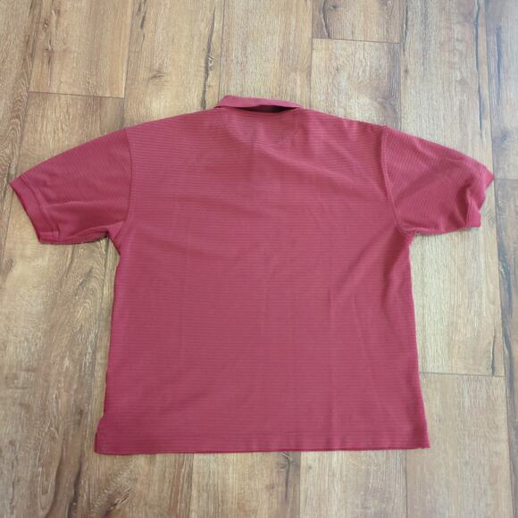 Dockers Men's Large Polo Shirt Golf Tennis Retro Grandpa Striped Textured Red - Picture 6 of 6
